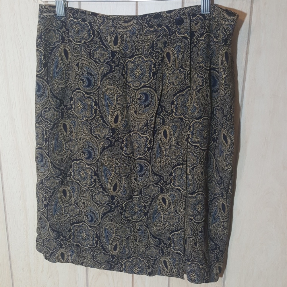 Talbots Sarong Wrap Skirt Paisley Print 12